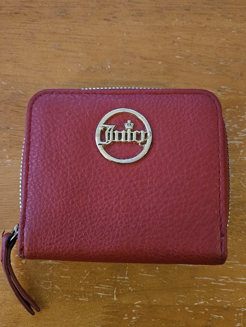 Juicy Couture Red Leather Zip Wallet with Gold Logo